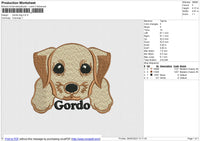 Gordo dog Embroidery File 7 size