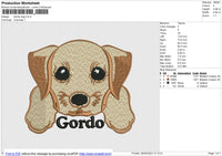 Gordo dog Embroidery File 7 size