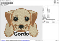 Gordo dog Embroidery File 7 size