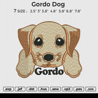 Gordo dog Embroidery File 7 size