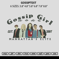 Gossiptext Embroidery File 6 sizes