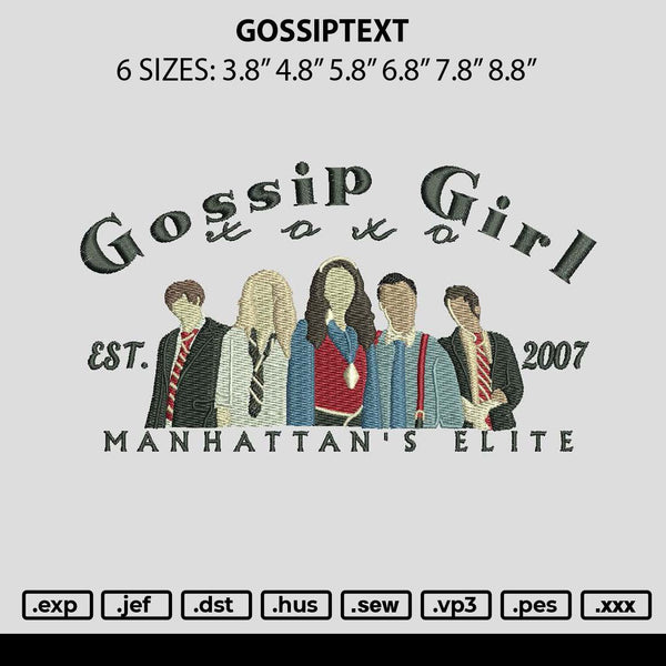Gossiptext Embroidery File 6 sizes
