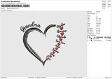 Grandma Heart Embroidery File 6 size