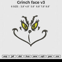 Grinch face v3 Embroidery File 6 size