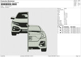 HALF CAR Embroidery File 6 size