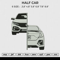 HALF CAR Embroidery File 6 size