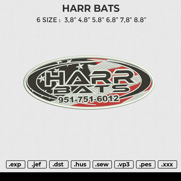 HARR BATS Embroidery File 6 size