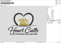 Heart Calls Embroidery File 6 sizes