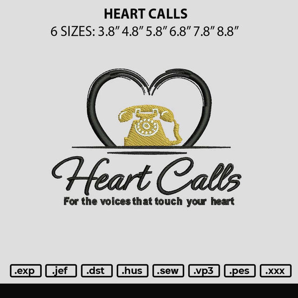 Heart Calls Embroidery File 6 sizes