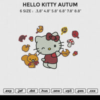 HELLO KITTY AUTUM Embroidery File 6 size