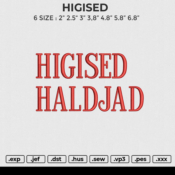 HIGISED Embroidery File 6 size