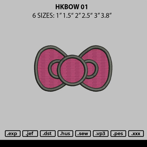 Hkbow 01 Embroidery File 6 sizes