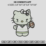 Hk Cowboys App Embroidery File 6 sizes