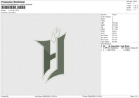 H LOGO Embroidery File 6 size