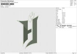 H LOGO Embroidery File 6 size