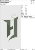 H LOGO Embroidery File 6 size