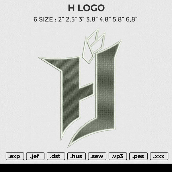 H LOGO Embroidery File 6 size