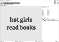 HOT GIRL READ BOOKS Embroidery File 6 size