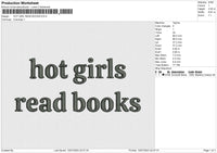 HOT GIRL READ BOOKS Embroidery File 6 size