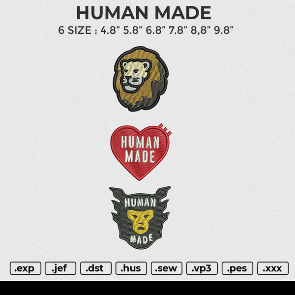 HUMAN MADE Embroidery File 6 size