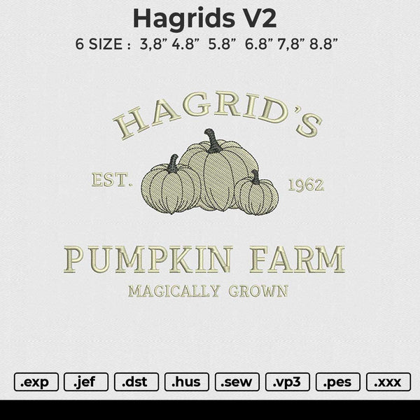 Hagrids V2 Embroidery File 6 size