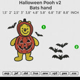 Halloween Pooh v2 and Bat Hand Embroidery File 6 size