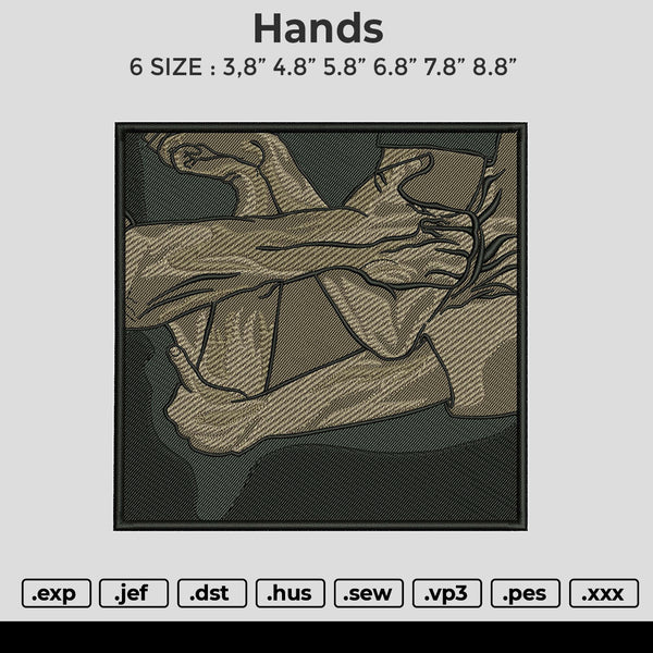 Hands Embroidery File 6 size