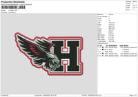 H Eagle 01 Embroidery File 6 sizes