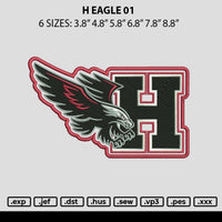 H Eagle 01 Embroidery File 6 sizes