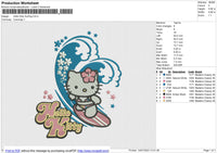 Hello Kitty Surfing Embroidery File 6 size