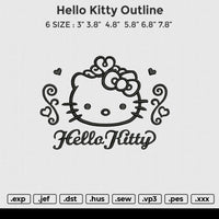 Hello Kitty Outline Embroidery File 6 size