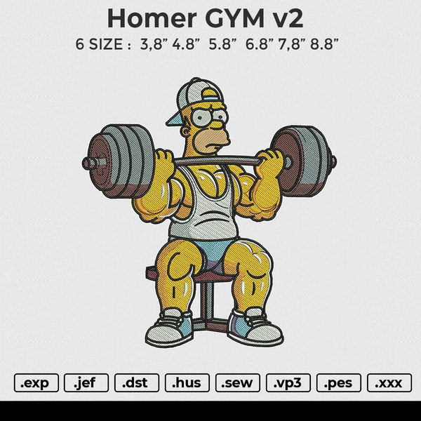 Homer gym v2 Embroidery File 6 size