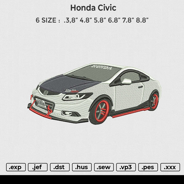 Honda Civic Embroidery File 6 size