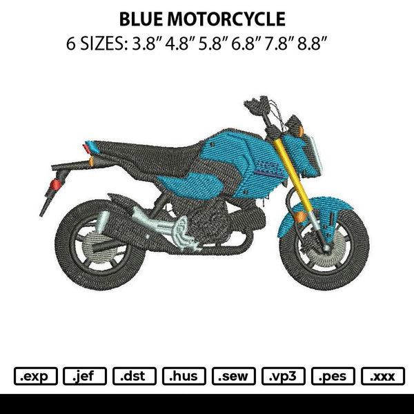 Blue Motorcycle 2303 Embroidery File 6 sizes