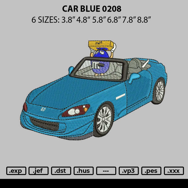 Car Blue 0208 Embroidery File 6 sizes