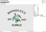 Honolulu Embroidery File 6 size