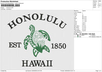 Honolulu Embroidery File 6 size