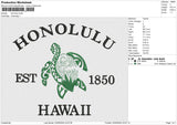 Honolulu Embroidery File 6 size