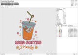 ICED COFFEE Embroidery File 6 size