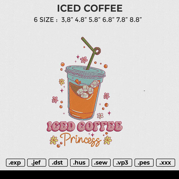 ICED COFFEE Embroidery File 6 size
