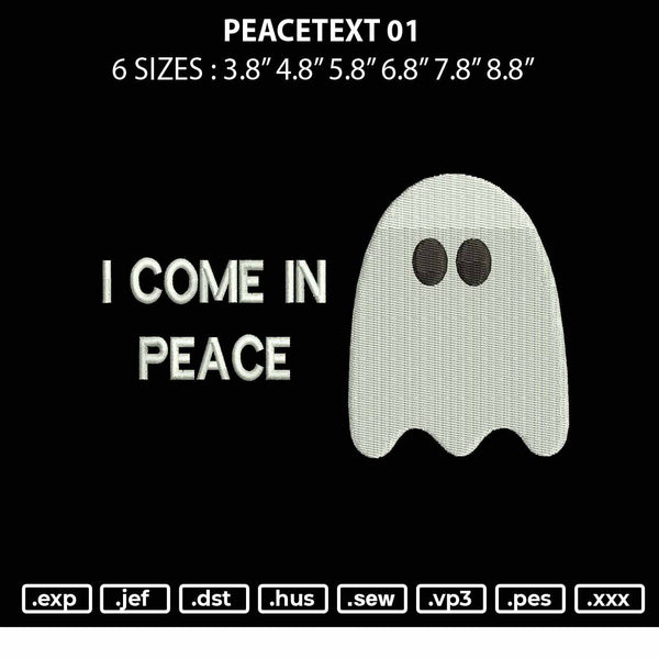 Peacetext 01 Embroidery File 6 sizes