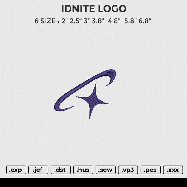 IDNITE LOGO Embroidery File 6 size