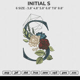 INITIAL S Embroidery File 6 size