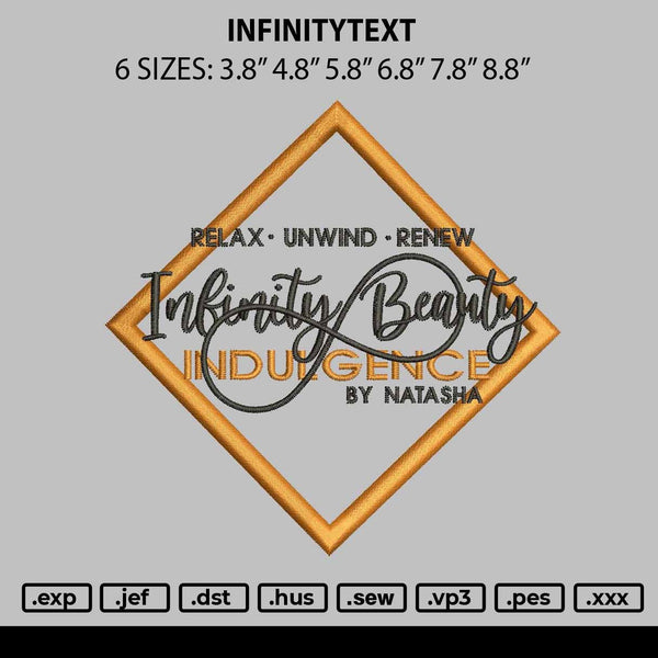 Infinitytext Embroidery File 6 sizes