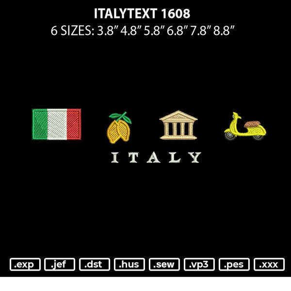 Italytext 1608 Embroidery File 6 sizes