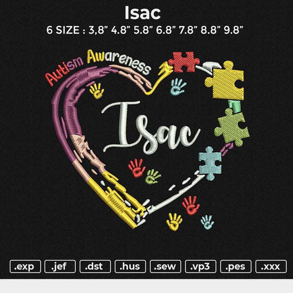 Isac Embroidery File 6 size
