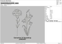 January Flo Embroidery File 6 sizes