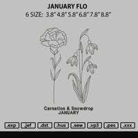 January Flo Embroidery File 6 sizes