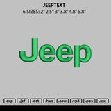 Jeeptext Embroidery File 6 sizes