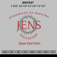 Jenstext Embroidery File 6 sizes